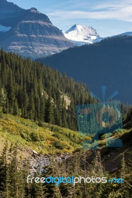 Scenic View Of Glacier National Park Stock Photo