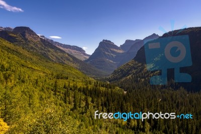 Scenic View Of Glacier National Park Stock Photo