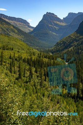 Scenic View Of Glacier National Park Stock Photo