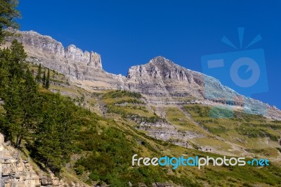 Scenic View Of Glacier National Park Stock Photo