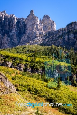 Scenic View Of Glacier National Park Stock Photo