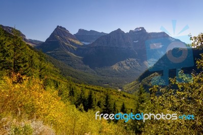 Scenic View Of Glacier National Park Stock Photo