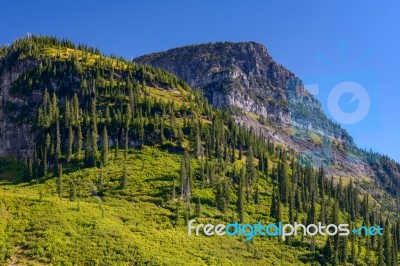 Scenic View Of Glacier National Park Stock Photo