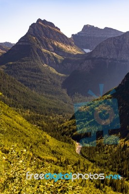 Scenic View Of Glacier National Park Stock Photo