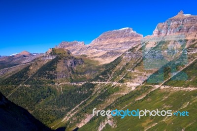 Scenic View Of Glacier National Park Stock Photo