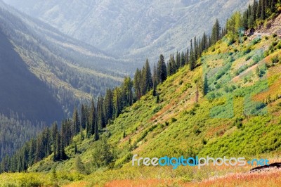 Scenic View Of Glacier National Park Stock Photo