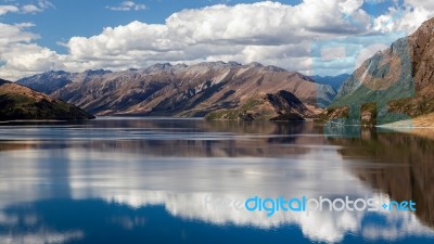 Scenic View Of Lake Hawea Stock Photo