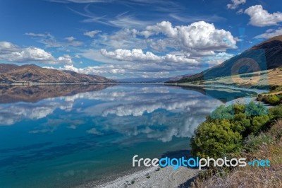 Scenic View Of Lake Hawea Stock Photo