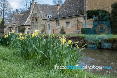 Scenic View Of Lower Slaughter Village In The Cotswolds Stock Photo