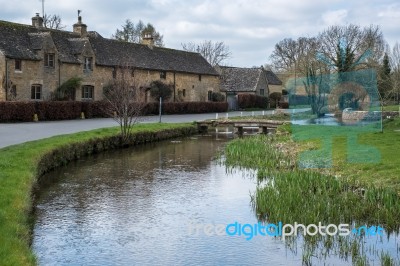 Scenic View Of Lower Slaughter Village In The Cotswolds Stock Photo