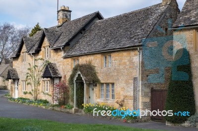 Scenic View Of Lower Slaughter Village In The Cotswolds Stock Photo