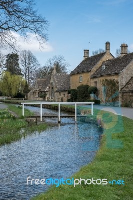 Scenic View Of Lower Slaughter Village In The Cotswolds Stock Photo