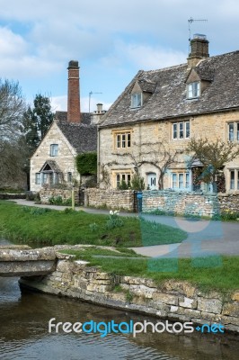 Scenic View Of Lower Slaughter Village In The Cotswolds Stock Photo