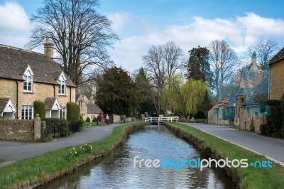 Scenic View Of Lower Slaughter Village In The Cotswolds Stock Photo