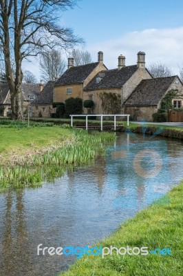 Scenic View Of Lower Slaughter Village In The Cotswolds Stock Photo