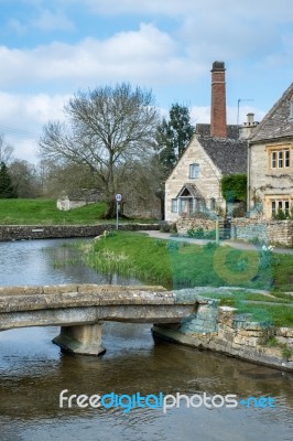 Scenic View Of Lower Slaughter Village In The Cotswolds Stock Photo