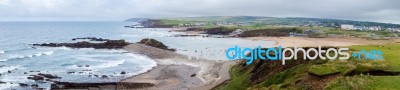 Scenic View Of The Bude Coastline Stock Photo