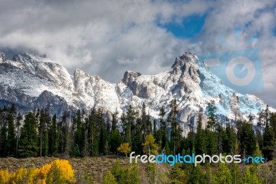 Scenic View Of The Grand Teton National Park Stock Photo