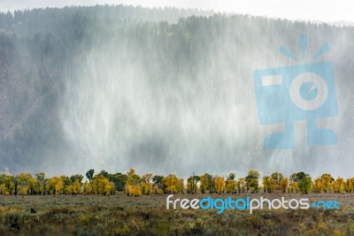 Scenic View Of The Grand Teton National Park Stock Photo