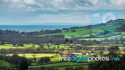 Scenic View Of The Undulating Countryside Of Somerset Stock Photo