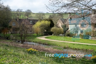 Scenic View Of Upper Slaughter Village Stock Photo