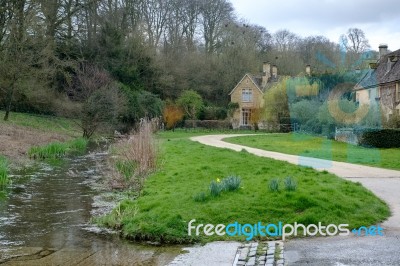 Scenic View Of Upper Slaughter Village Stock Photo