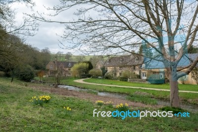 Scenic View Of Upper Slaughter Village Stock Photo