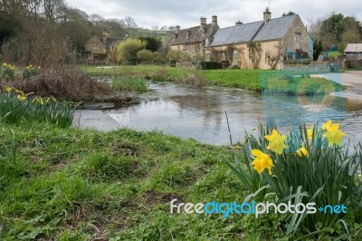 Scenic View Of Upper Slaughter Village Stock Photo