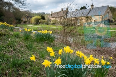 Scenic View Of Upper Slaughter Village Stock Photo