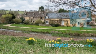 Scenic View Of Upper Slaughter Village Stock Photo