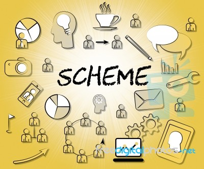 Scheme Icons Shows Tactic Schemes And Systems Stock Image