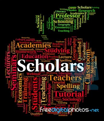 Scholars Word Representing Learned Persons And Text Stock Image