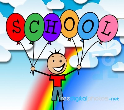 School Balloons Represents Youth Male And Learned Stock Image