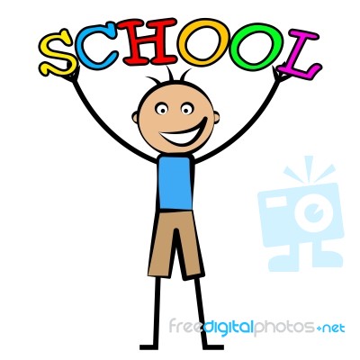 School Boy Means College Learn And Learned Stock Image