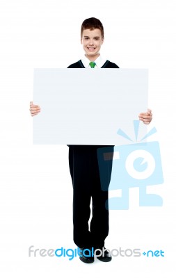 School Boy Showing Blank Board Stock Photo