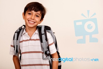 School Boy, Smiling Portrait Stock Photo