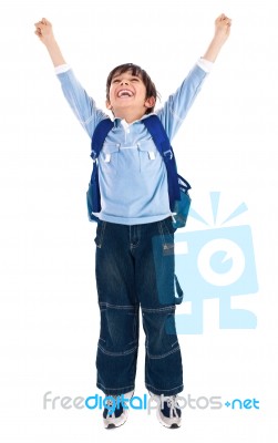 School Boy Very Happy Stock Photo