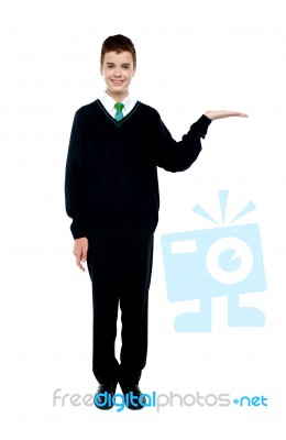 School Boy With Open Palm Stock Photo