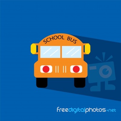 School Bus Flat Icon   Illustration  Stock Image