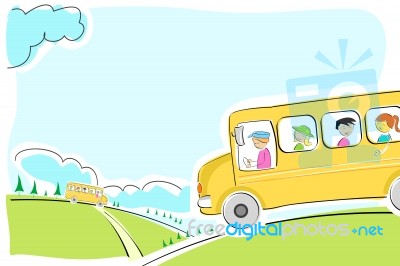 School Bus On Way Stock Image