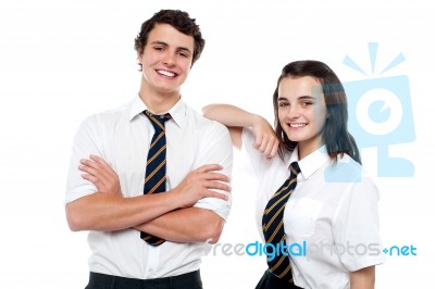 School Friends Arms Crossed Stock Photo