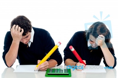 School Friends head upset Stock Photo