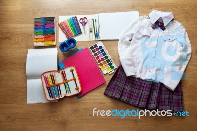 School Supplies First-grader Stock Photo