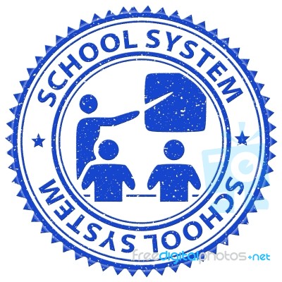 School System Indicates Stamp Print And Learn Stock Image