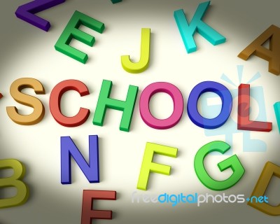 School Written In Kids Letters Stock Image