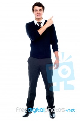 Schoolboy Showing Pointing Up Stock Photo