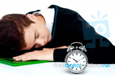 Schoolboy Sleeping Stock Photo