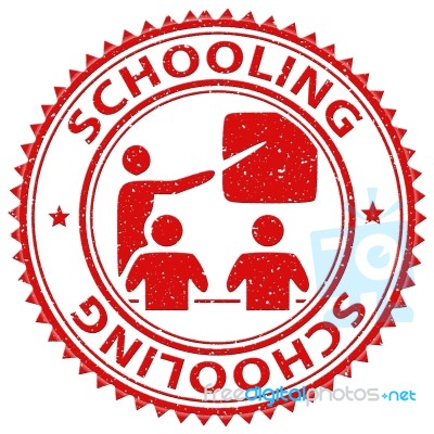 Schooling Stamp Shows Stamped Study And Educating Stock Image