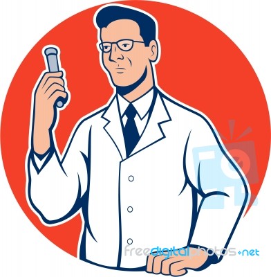 Scientist Lab Researcher Chemist Cartoon Stock Image