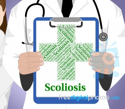 Scoliosis Word Represents Spinal Axis And Affliction Stock Image